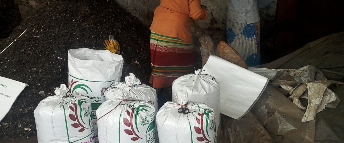 Co-compost being packed